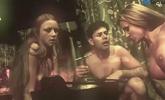 Stunning Stockinged Sluts Gangbang Orgy